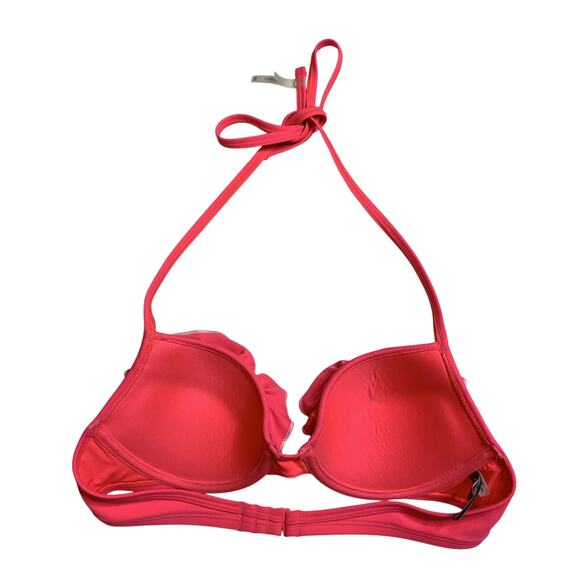 Aerie Neon Pink Ruffled Push Up Bikini Top-Size 34B - EUC - Picture 2 of 5